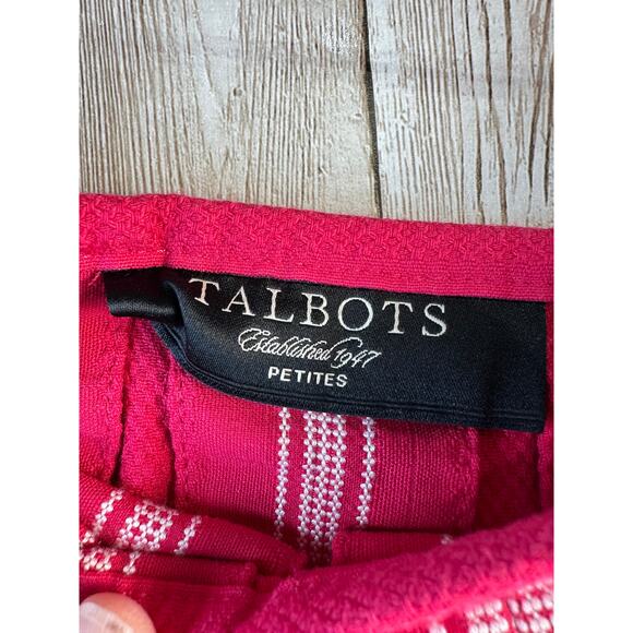 Talbots Skirt Womens 4P Hot Pink White Embroidery A Line Side Zip Casual Career - Picture 7 of 8